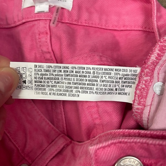 GREY LAB Jeans Women’s Size Large Pink Bright Denim Straight Wide Leg High Rise - Picture 13 of 14